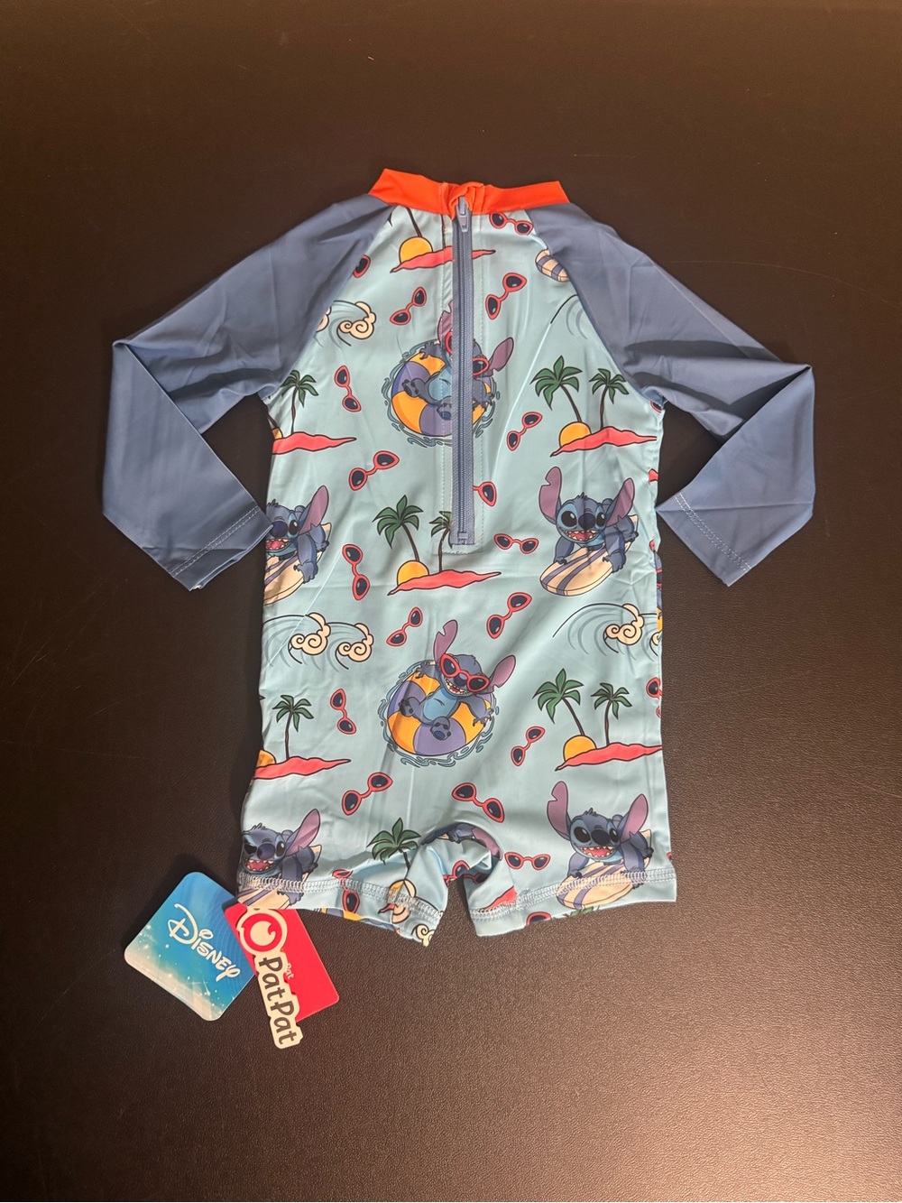 Patpat, Disney Stitch, Baby’s 6M-9M, One Piece, Blue Rashguard Swimsuit. New.